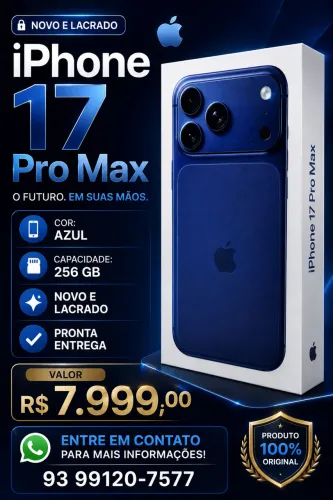 iPhone 17 Pro Max 256gb azul Novo Lacrado