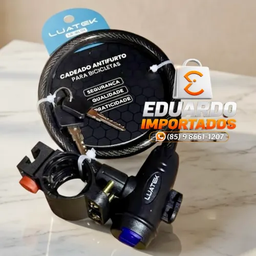 Cadeado Trava Antifurto para Bicicleta / Moto / Capacete, com Suporte e Chaves