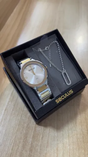 Kit relogio feminino e pulseira da seculus original 2 anos de garantia 