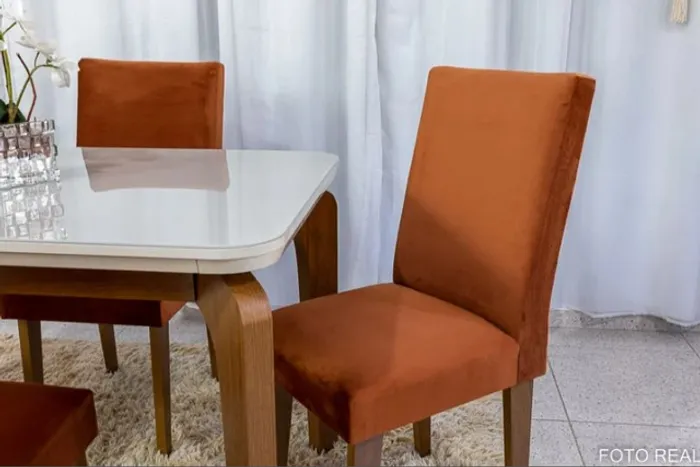 Mesa Jantar Londrina 120×80 C 4 Cadeiras Luxo Cobre Até 12x