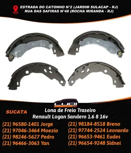Lona de Freio Traseiro Renault Logan Sandero 1.6 8 16v