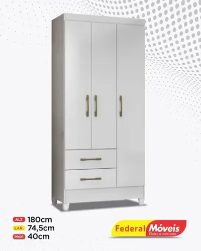 Guarda Roupa 3 Portas 2 Gavetas Super Lindo Fazemos Entrega
