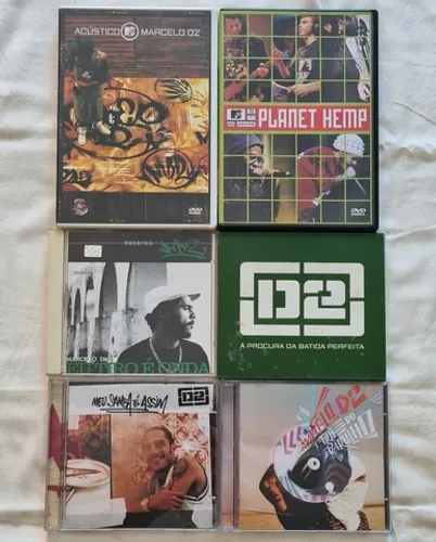 Coleção de CDs e DVDs do Marcelo D2 e Planet Hemp 