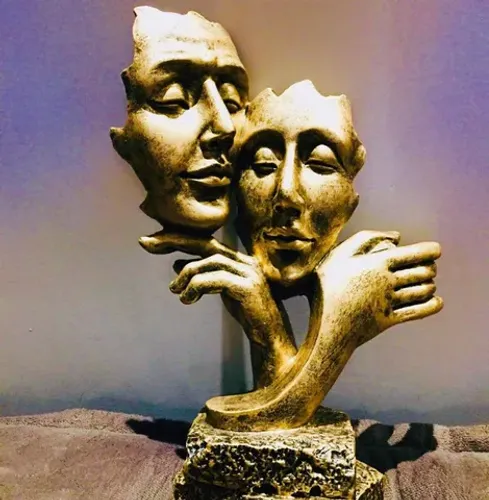 Casal De Resina Estátua Decoração Casa Sala Enfeite Rosto