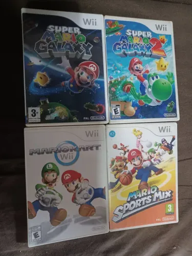 Combo de 4 jogos originais e físicos para Nintendo wii do mario