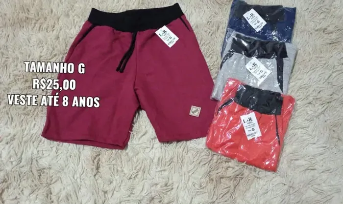 Shorts infantis em moletom e Tactel temos opções de 8 a 2 anos