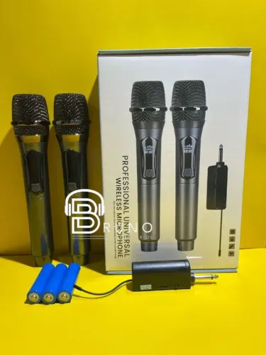 Microfone Sem Fio Duplo Profissional Digital Uhf Recarregável <br>