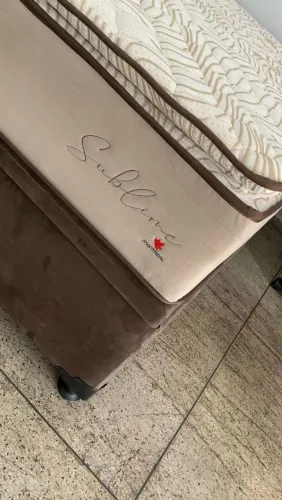 Cama box casal colchão 34 cm mola ensacada porte alto