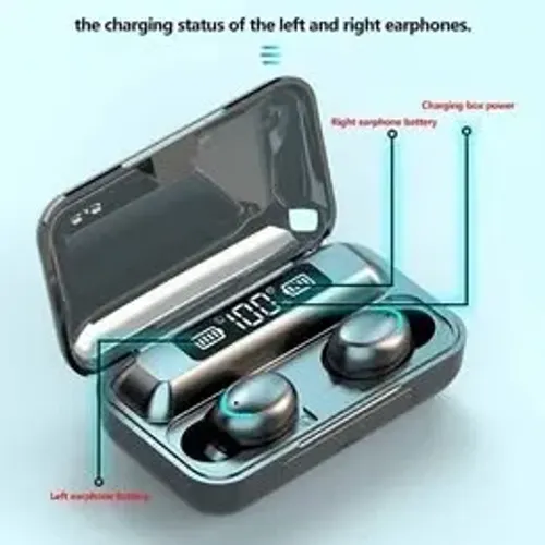 Fones de ouvido sem fio TWS F9, 5.0 Bluetooth, estéreo 9D Wi-Fi , Led impermeável