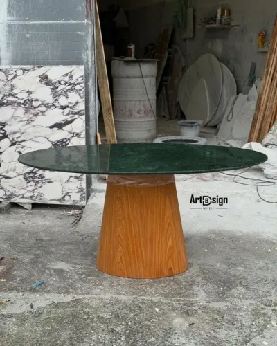 Mesa de Jantar em mármore verde guatemala