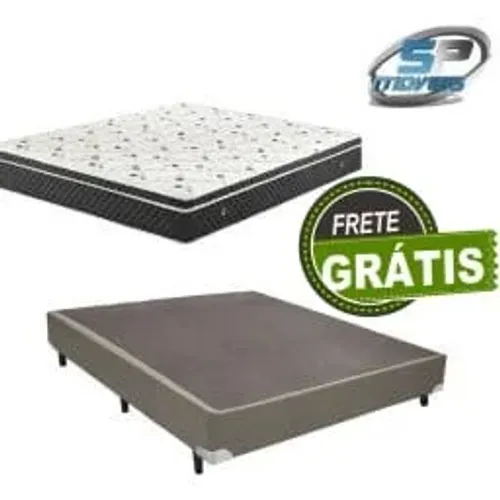 Frete Grátis! Base Box Casal + Colchão Molas Bonnel 20cm