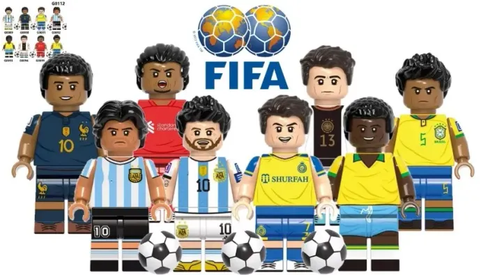 Minifiguras LEGO Jogadores de Futebol: Coleção de Craques Mundiais Chaveiros Bonecos Messi