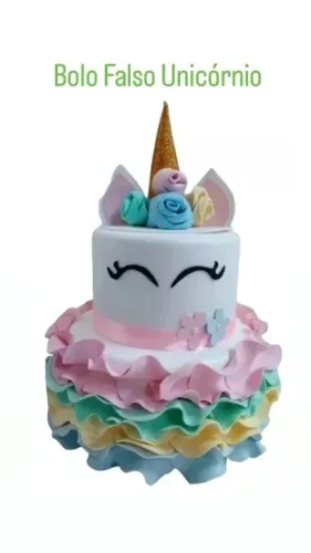 Bolo Falso Unicórnio - Decoração Festa
