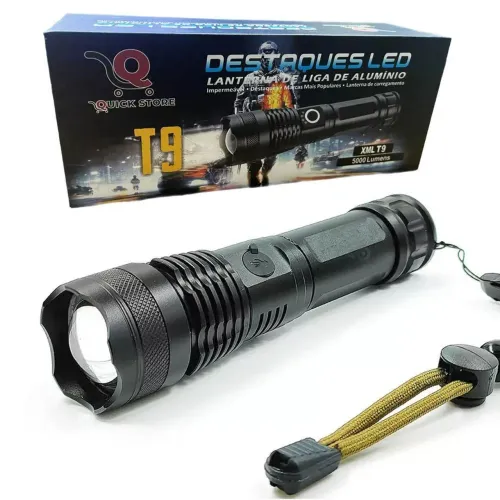 Lanterna T9 super potente recarregavel 5000 Lumens - LED de alta potência
