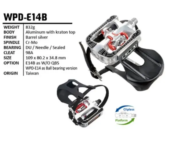 Pedal Wellgo WPD-E14 - Uso em centros de treinamentos (clipe e firma pé )