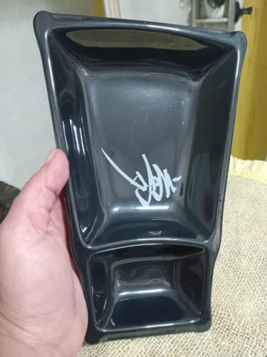 Prato Com Divisória Melamina Coleção Sonho Oriental Caras Preto 13x22Cm"