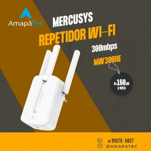 Repetidor Mercusys  Wi-Fi  300Mbps Branco MW300RE