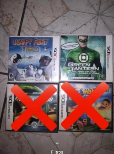 Jogos de Nintendo DS e 3DS (valor de cada um no anúncio)
