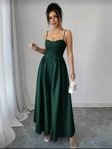 Vestido de festa verde escuro seminovo tam P