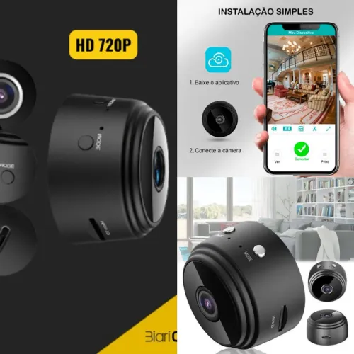 Mini Câmera HD 720P de Segurança Sem Fio Entregamos fácil acesso via celular 