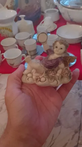 Anjo anjinho porta água benta de biscuit lindo importado de Portugal muito antigo