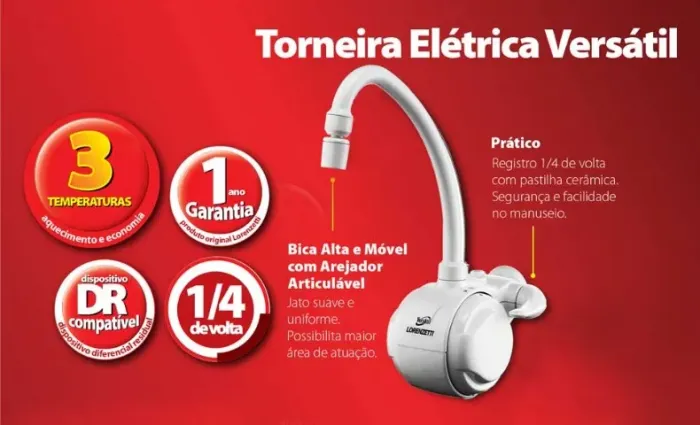 torneira eletrica lorenzetti versatile parede branca