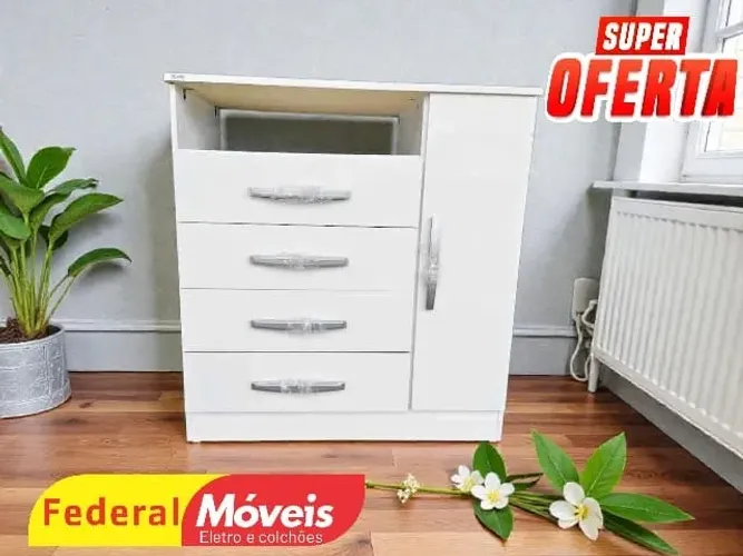 COMODA OFF WHITE 1 PORTA 4 GAVETAS (ENTRE EM CONTATO)