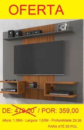 Painel em Oferta com prateleira de vidro