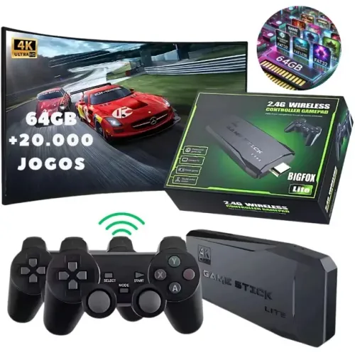 Videogame Stick 4K 64gb 2 Controles Sem Fio Console Portátil