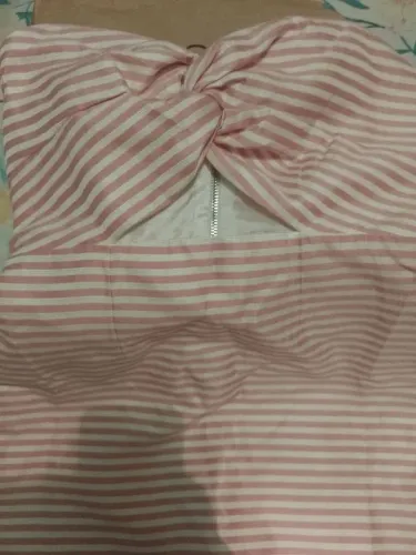 Vestido tomara Que caia listrado rosa P Infantil Lamis <br>