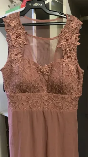Vestido longo tulê e renda
