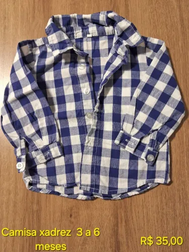 Camisa xadrez bebê 3 a 6 meses