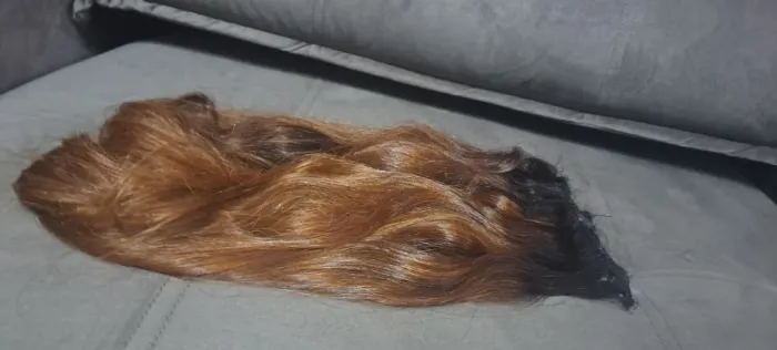 Aplique, cabelo vietnamita, 300 gramas, 60cm, castanho ruivo, ondulado