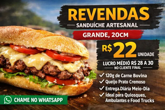 Sanduíche artesanal para revenda - lucro diário
