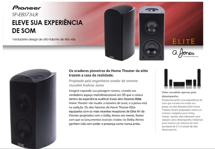 Caixas Pioneer + subwoofer elite E10Atmos 140w Rms