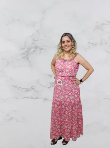 Vestido longo floral com bojo