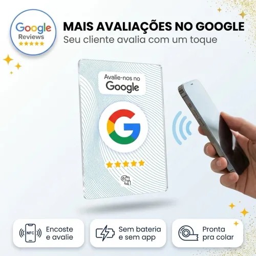 Placa NFC Avaliação Google - Mais Avaliações pro Seu Negócio
