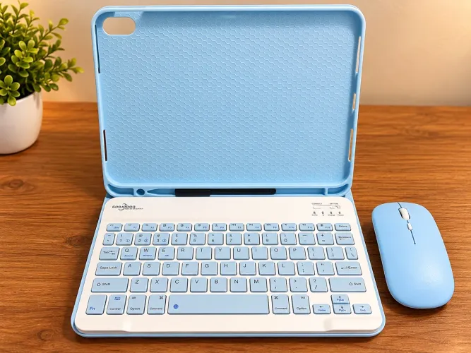 Kit para iPad 10ª Geração com Capa, Teclado e Mouse Sem Fio Azul-Cl