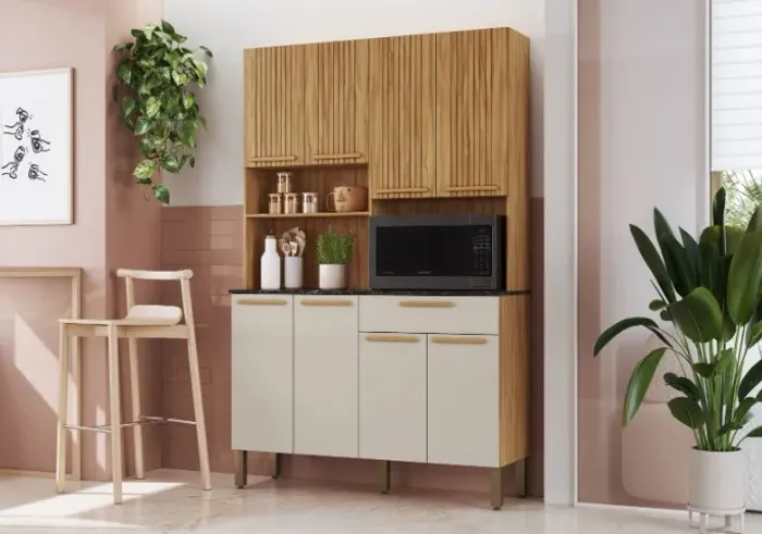 Armário 8 Portas Tannat frisado em MDF (Novo)