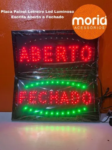 Letreiro Led Luminoso Escrita Aberto e Fechado