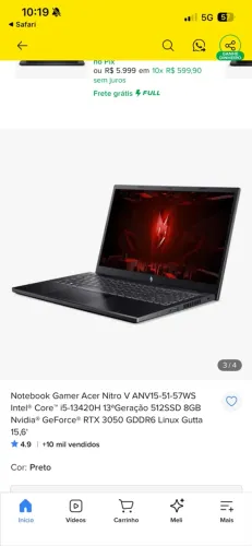 Notebook gamer v15