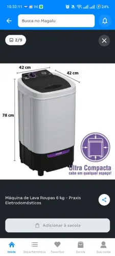 Máquina de Lava Roupas 6 kg - Praxis Eletrodomésticos