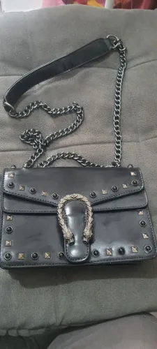 Bolsa Feminina Preta Alça Corrente Estilo Dionysus
