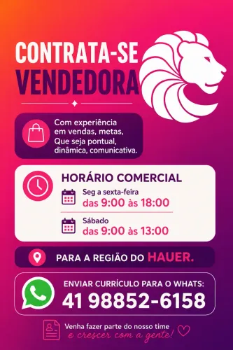 Vaga para Vendedora