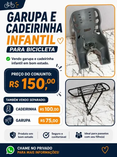 Garupa + cadeirinha para bike