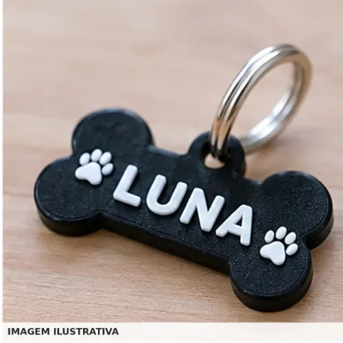 Plaquinha Identificação Pet 3D Personalizada Nome Telefone