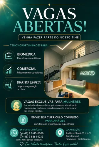Vagas Abertas em Clínica Premium de Estética em Florianópolis
