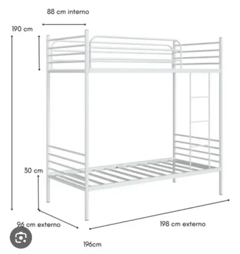 CAMA TIPO BELICHE BRANCA - Suporta 150kg