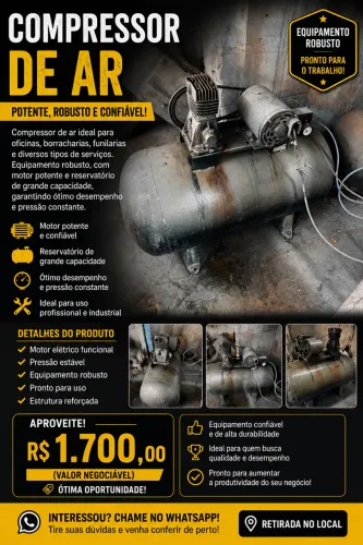 Compressor de Ar Industrial - Reservatório Grande | R$ 1.700