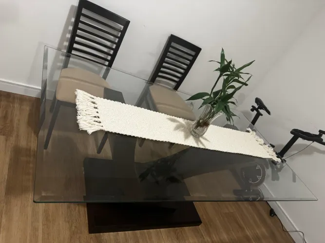 Mesa tampo de vidro